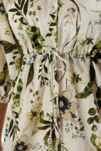 TRENDYOLMİLLA flower patterned Weaving Shirred 100% Cotton Beach Mini Dress - Image 4