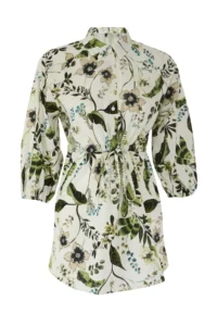 TRENDYOLMİLLA flower patterned Weaving Shirred 100% Cotton Beach Mini Dress - Image 6