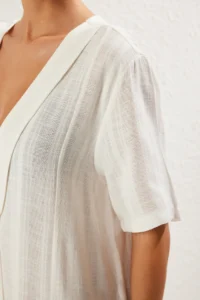 TRENDYOLMİLLA Ecru Weaving Binding Detailed Maxi Beach Dress - Image 5