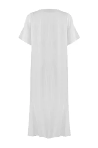 TRENDYOLMİLLA Ecru Weaving Binding Detailed Maxi Beach Dress - Image 8