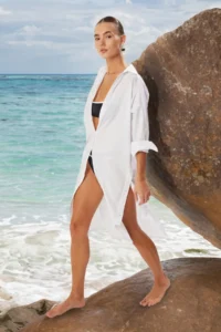 TRENDYOLMİLLA White Weaving Beach Midi Dress