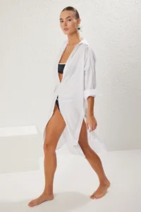 TRENDYOLMİLLA White Weaving Beach Midi Dress - Image 3