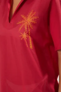 TRENDYOLMİLLA Fuchsia Weaving Embroidered 100% Cotton Beach Midi Dress - Image 5