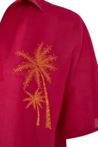 TRENDYOLMİLLA Fuchsia Weaving Embroidered 100% Cotton Beach Midi Dress - Image 8