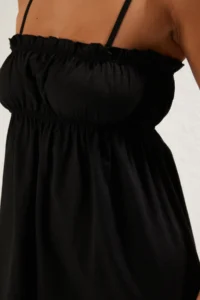TRENDYOLMİLLA Black Weaving Shirred Maxi Beach Dress - Image 4