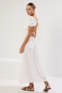 TRENDYOLMİLLA beachwear Ecru Weaving Shirred Maxi Dress - Image 4