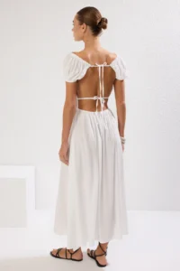 TRENDYOLMİLLA beachwear Ecru Weaving Shirred Maxi Dress - Image 5
