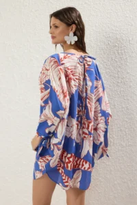 TRENDYOLMİLLA flower patterned Weaving Binding Detailed 100% Cotton Beach Mini Dress - Image 4