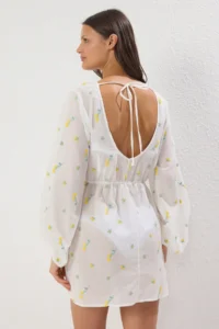 TRENDYOLMİLLA flower patterned Weaving Beach Mini Dress - Image 5