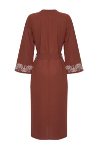 TRENDYOLMİLLA Brick Rejection Weaving Embroidered Beach Midi Dress - Image 9