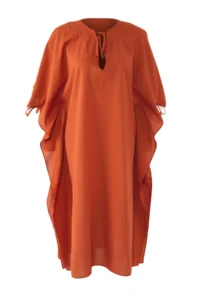TRENDYOLMİLLA Brick Rejection Weaving 100% Cotton Maxi Beach Dress - Image 6