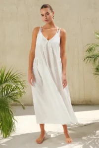 TRENDYOLMİLLA Ecru Weaving Accessory Detailed Maxi Beach Dress
