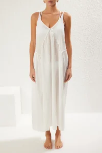 TRENDYOLMİLLA Ecru Weaving Accessory Detailed Maxi Beach Dress - Image 4