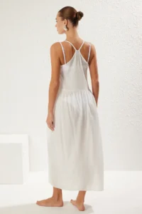 TRENDYOLMİLLA Ecru Weaving Accessory Detailed Maxi Beach Dress - Image 6