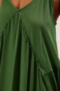 TRENDYOLMİLLA Green Weaving Accessory Detailed Maxi Beach Dress - Image 4