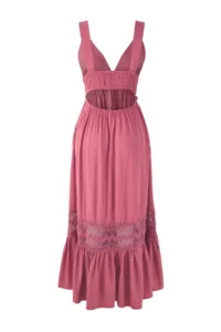 TRENDYOLMİLLA Dusty Rose Weaving Lace Maxi Beach Dress - Image 6