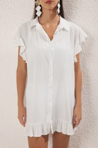 TRENDYOLMİLLA Ecru Weaving Maxi Beach Dress - Image 3