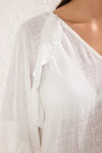 TRENDYOLMİLLA White Weaving with flywheel Beach Mini Dress - Image 4