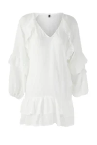 TRENDYOLMİLLA White Weaving with flywheel Beach Mini Dress - Image 6