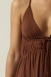 TRENDYOLMİLLA Brown Weaving Low-cut back Maxi Beach Dress - Image 3