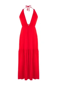 TRENDYOLMİLLA Rejection Weaving Accessory Detailed Maxi Beach Dress - Image 5