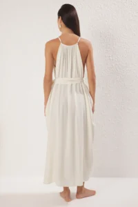 TRENDYOLMİLLA Beige Weaving Shirred Maxi Beach Dress - Image 5