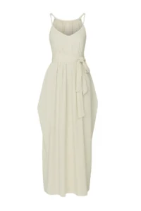 TRENDYOLMİLLA Beige Weaving Shirred Maxi Beach Dress - Image 6