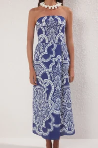 TRENDYOLMİLLA Tile Patterned Weaving slit 100% Cotton Maxi Beach Dress - Image 3