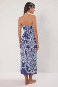 TRENDYOLMİLLA Tile Patterned Weaving slit 100% Cotton Maxi Beach Dress - Image 4