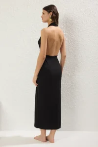 TRENDYOLMİLLA Black Knitting Accessory Detailed Maxi Beach Dress - Image 4
