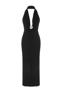 TRENDYOLMİLLA Black Knitting Accessory Detailed Maxi Beach Dress - Image 5