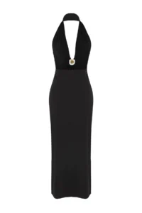 TRENDYOLMİLLA Black Knitting Accessory Detailed Maxi Beach Dress - Image 6