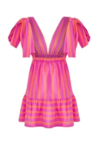 TRENDYOLMİLLA Striped Weaving Binding Detailed 100% Cotton Beach Mini Dress - Image 6