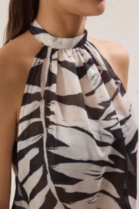 TRENDYOLMİLLA Tropical Patterned Weaving slit Maxi Beach Dress - Image 4