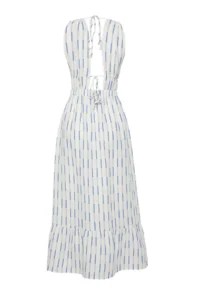 TRENDYOLMİLLA Mavi Striped Weaving Shirred Maxi Beach Dress - Image 6