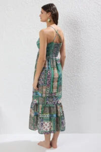 TRENDYOLMİLLA Ethnic Patterned Weaving Cut Out 100% Cotton Maxi Beach Dress - Image 4
