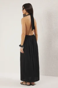 TRENDYOLMİLLA Black Weaving Low-cut back Maxi Beach Dress - Image 4