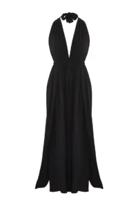TRENDYOLMİLLA Black Weaving Low-cut back Maxi Beach Dress - Image 5