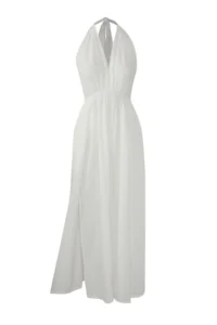TRENDYOLMİLLA Ecru Weaving Low-cut back Maxi Beach Dress - Image 5