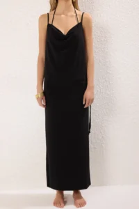 TRENDYOLMİLLA Black Knitting slit Maxi Beach Dress - Image 3