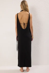 TRENDYOLMİLLA Black Knitting slit Maxi Beach Dress - Image 4