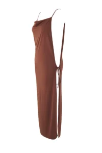 TRENDYOLMİLLA Brown Knitting slit Maxi Beach Dress - Image 6