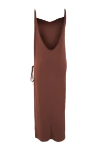 TRENDYOLMİLLA Brown Knitting slit Maxi Beach Dress - Image 7