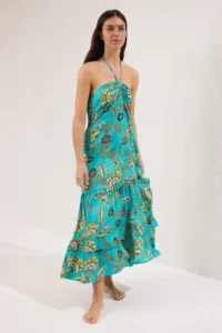 TRENDYOLMİLLA flower patterned Weaving Frilly Maxi Beach Dress - Image 2