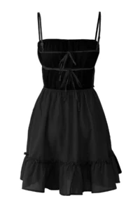 TRENDYOLMİLLA Black Weaving with flywheel 100% Cotton Beach Mini Dress - Image 6