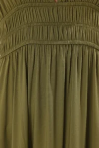 TRENDYOLMİLLA Khaki Weaving Shirred Maxi Beach Dress - Image 3