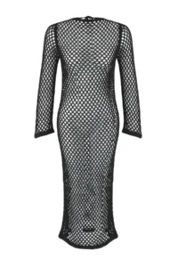 TRENDYOLMİLLA Black Knitwear Low-cut back Maxi Beach Dress - Image 5