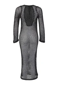 TRENDYOLMİLLA Black Knitwear Low-cut back Maxi Beach Dress - Image 6