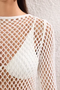 TRENDYOLMİLLA Ecru Knitwear Low-cut back Maxi Beach Dress - Image 3