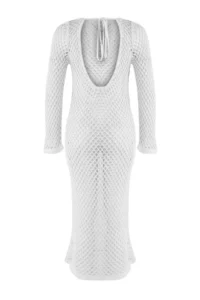 TRENDYOLMİLLA Ecru Knitwear Low-cut back Maxi Beach Dress - Image 6